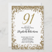 Elegant 91st Birthday Invitation For Her in Gold (Devant)