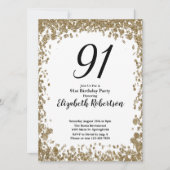 Elegant 91st Birthday Invitation For Her in Gold (Devant)