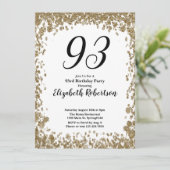 Elegant 93rd Birthday Invitation For Her in Gold (Debout devant)