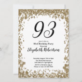Elegant 93rd Birthday Invitation For Her in Gold (Devant)