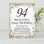 Elegant 94th Birthday Invitation For Her in Gold (Debout devant)