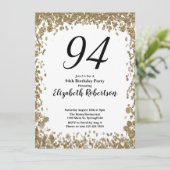 Elegant 94th Birthday Invitation For Her in Gold (Debout devant)