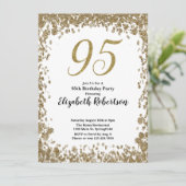 Elegant 95th Birthday Invitation For Her in Gold (Debout devant)
