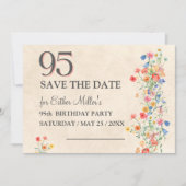 Elegant 95th Birthday Wildflower Save the Date (Voorkant)