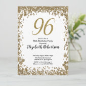 Elegant 96th Birthday Invitation For Her in Gold (Debout devant)