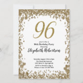 Elegant 96th Birthday Invitation For Her in Gold (Devant)