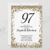 Elegant 97th Birthday Invitation For Her in Gold (Devant)