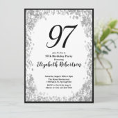 Elegant 97th Birthday Invitation Silver and Black (Debout devant)