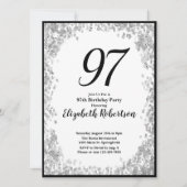 Elegant 97th Birthday Invitation Silver and Black (Devant)