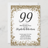 Elegant 99th Birthday Invitation For Her in Gold (Devant)
