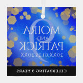 Elegant 9th Lapis Lazuli Wedding Jubileum Glas Ornament (Achterkant)