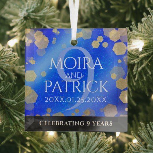 Elegant 9th Lapis Lazuli Wedding Jubileum Glas Ornament (Insitu)