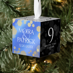 Elegant 9th Lapis Lazuli Wedding Jubileum Kubus Ornament