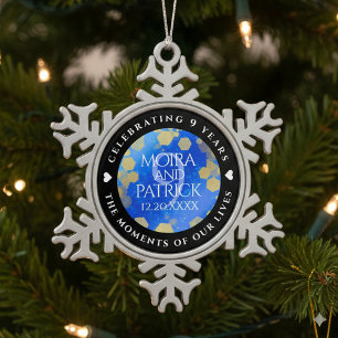 Elegant 9th Lapis Lazuli Wedding Jubileum Tin Sneeuwvlok Ornament