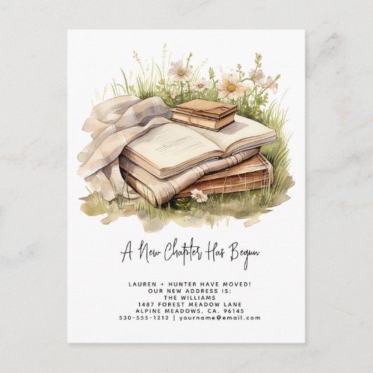 Elegant A New Chapter Has Begun Floral Moving Aankondigingskaart (Voorkant)