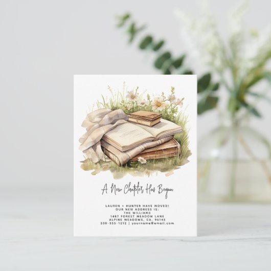 Elegant A New Chapter Has Begun Floral Moving Aankondigingskaart (Staand voorkant)