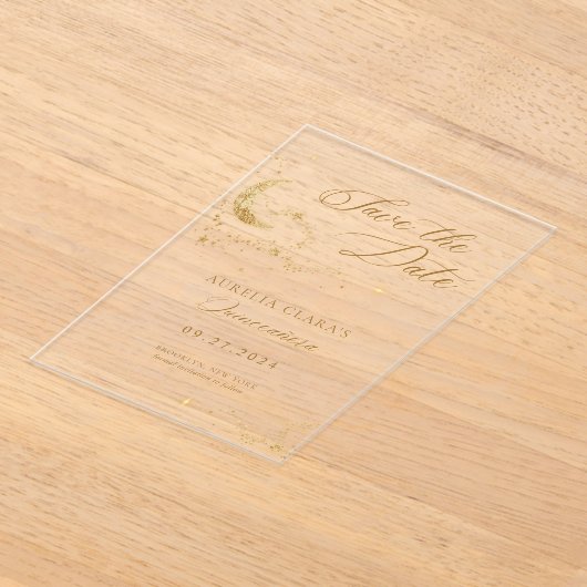 Elegant A Night Under the Stars Quinceañera Acryl Uitnodigingen (Laagn)