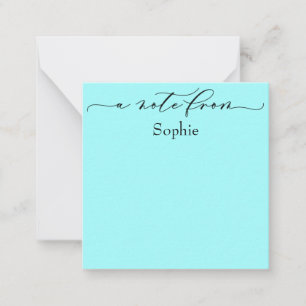 Elegant "A Note from" in Simple Aqua Notitiekaartje