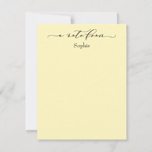 Elegant "A Note from Simple Light Yellow" Notitiekaartje