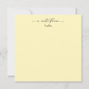 Elegant "A Note of" Simple Card Bleek Yellow Notitiekaartje