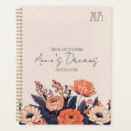 Elegant aangepast bloemontwerp met naam en boodsch planner