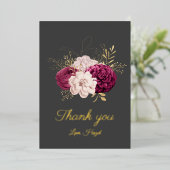 Elegant aangepast "Dank u" roos bladgoud Folie Feestdagenkaart (Staand Voorkant)