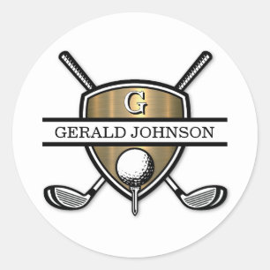 Elegant aangepast golf monogram ontwerp ronde sticker