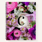 Elegant Aangepast Initiaal Letter C Rozen Monogram Notitieboek (Voorkant)