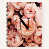 Elegant Aangepast Initiaal Letter N Rozen Monogram Notitieboek (Voorkant)