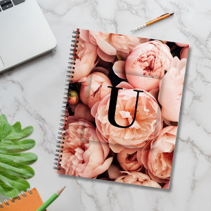 Elegant Aangepast Initiaal Letter U Rozen Monogram Notitieboek