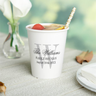 Elegant aangepast monogram gezinshereniging papieren bekers