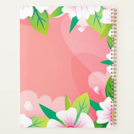 Elegant, aangepast roze en witte bloemen Aangepast Planner (Achterkant)
