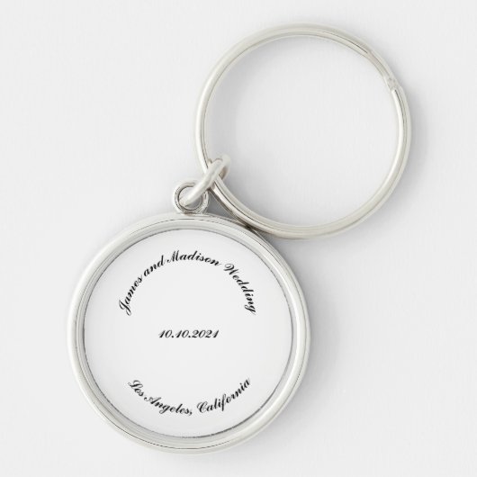 Elegant Aangepast script Naam datum huwelijksgunst Sleutelhanger (Voorkant)