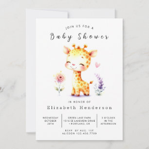 Elegant aangepaste Giraffe Baby shower Kaart