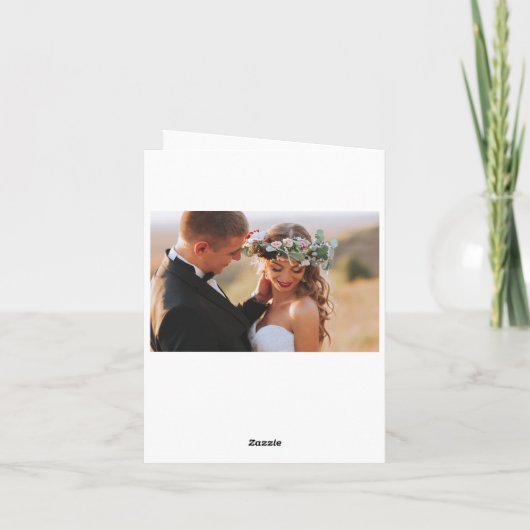 Elegant aardeachtig groen Waterverf bruiloft foto Bedankkaart (Achterkant)