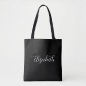 Elegant Abigail Script Gepersonaliseerde naam Zwar Draagtas (Voorkant)