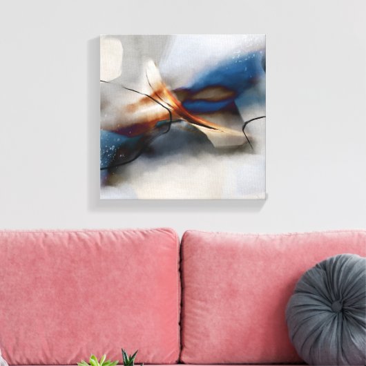 Elegant Abstract Art Blue Terracotta Painting Can Canvas Afdruk (Insitu (Woonkamer))