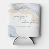 Elegant Abstract Blauw Beige Kuststrand Bruiloft Blikjeskoeler (Voorkant)