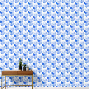 Elegant Abstract Blauw Grijs Wit Kleine Cubed Art Behang