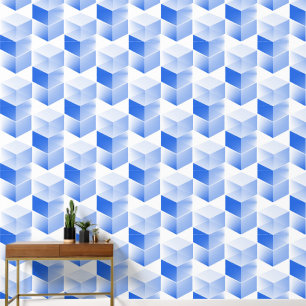 Elegant Abstract Blauw Grijs Wit Verticaal Kubus A Behang