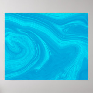 Elegant Abstract blauw, vloeibaar marmer Poster
