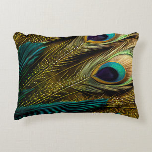 Elegant Abstract Blauwgroen blauw goudpels Accent Kussen