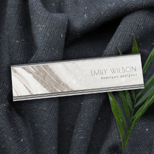 Elegant Abstract Bleek goudmarmer Agate Bureau Naambordje