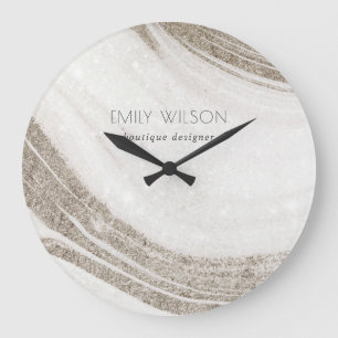 Elegant Abstract Bleek goudmarmer Agate  Grote Klok