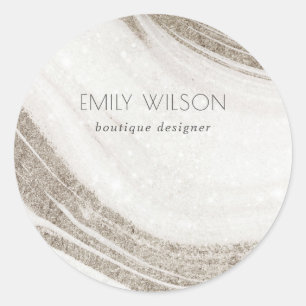 Elegant Abstract Bleek goudmarmer Agate Ronde Sticker