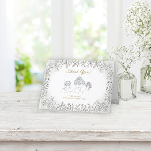 Elegant Abstract bloemenhaar Bloeit Vrouwendag Bedankkaart