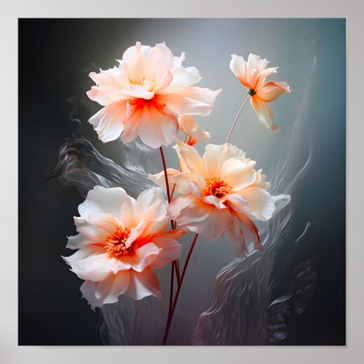 Elegant Abstract Blush Flower Misty Flow Poster (Voorkant)