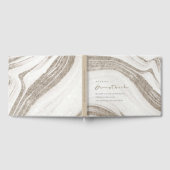 Elegant Abstract Bord Gold Marble Agate Wedding Gastenboek (Volledig)