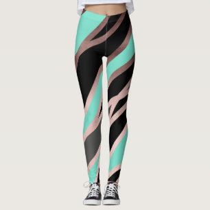 elegant abstract faux roos goudgrijze munt leggings