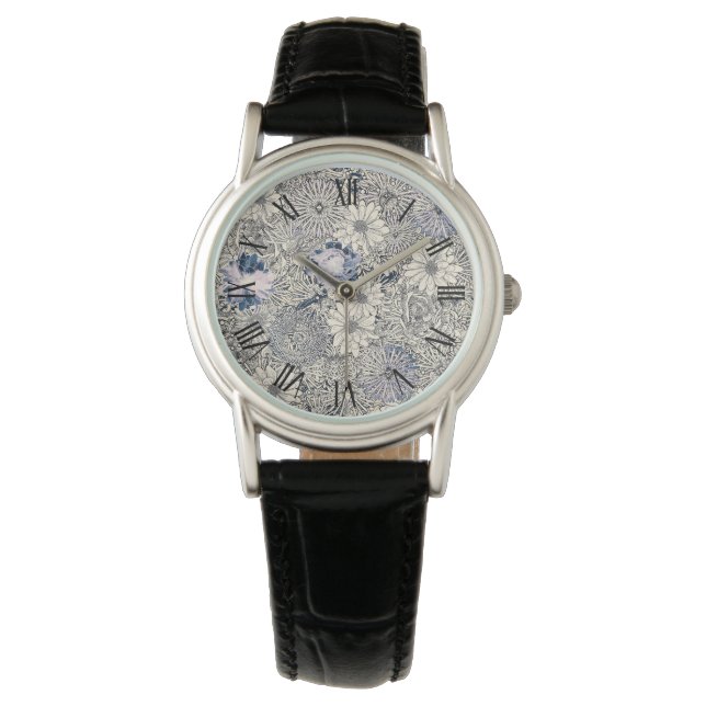 Elegant  Abstract Floral Achtergrond | Horloge (Voorkant)